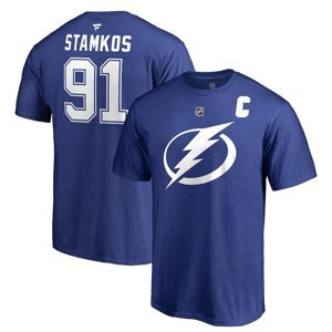 Tampa Bay Lightning pánské tričko blue #91 Steven Stamkos Stack Logo Name & Number Fanatics Branded 61068