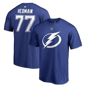 Tampa Bay Lightning pánské tričko blue #77 Victor Hedman Stack Logo Name & Number Fanatics Branded 61077