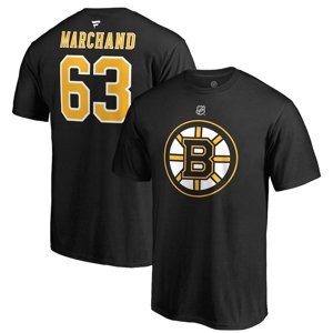 Boston Bruins pánské tričko black #63 Brad Marchand Stack Logo Name & Number Fanatics Branded 61293