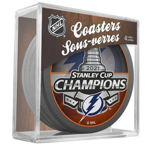 Tampa Bay Lightning podtácky 2021 Stanley Cup Champions 4-Puck Coaster Set 85665