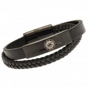 FC Chelsea kožený náramek Black IP Leather Bracelet m30lbsche