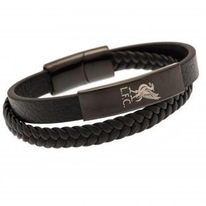 FC Liverpool kožený náramek Black IP Leather Bracelet m30lbsliv