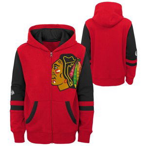 Chicago Blackhawks dětská mikina s kapucí faceoff colorblocked fleece full-zip 88140