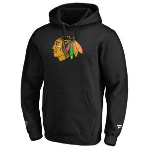 Chicago Blackhawks pánská mikina s kapucí mid essentials crest graphic hoodie black Fanatics Branded 90123