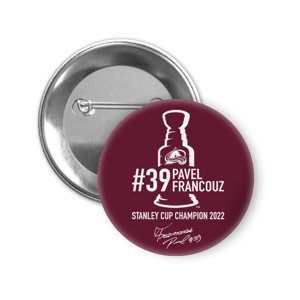 Colorado Avalanche odznak se špendlíkem Pavel Francouz #39 Stanley Cup Champion 2022 red 93985