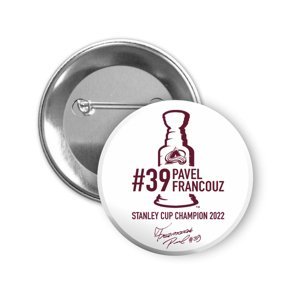 Colorado Avalanche odznak se špendlíkem Pavel Francouz #39 Stanley Cup Champion 2022 white 93988