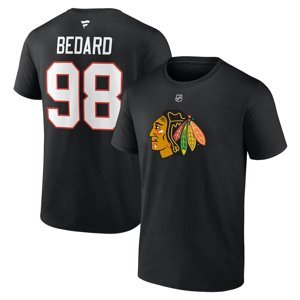 Chicago Blackhawks pánské tričko Connor Bedard #98 Draft 2023 Stack Logo Name & Number Black Fanatics Branded 104817