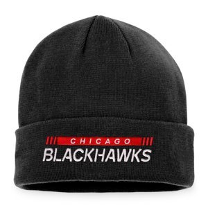 Chicago Blackhawks zimní čepice Authentic Pro Game & Train Cuffed Knit Black Fanatics Branded 104934