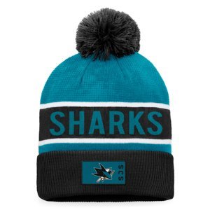 San Jose Sharks zimní čepice Authentic Pro Game & Train Cuffed Pom Knit Black-Active Blue Fanatics Branded 104970