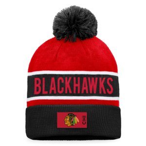 Chicago Blackhawks zimní čepice Authentic Pro Game & Train Cuffed Pom Knit Black-Athletic Red Fanatics Branded 104973
