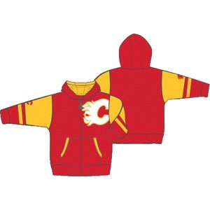 Calgary Flames dětská mikina s kapucí Faceoff Colorblocked Fleece Full-Zip Outerstuff 96774