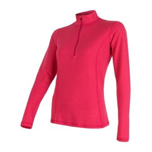 Triko dlouhé dámské SENSOR MERINO DOUBLE FACE zip magenta Velikost: XL