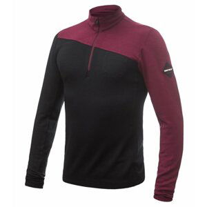 Triko dlouhé pánské SENSOR MERINO EXTREME zip černá/port red Velikost: L