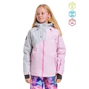 Dětská snb & ski bunda meatfly deliah světle šedá/růžová 134