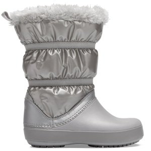 Dětské zimní boty crocs crocband lodgepoint metallic boot stříbrná 24-25