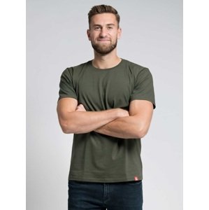 Pánské bavlněné triko cityzen s kulatým výstřihem dark khaki 4xl