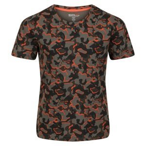 Dětské bavlněné tričko regatta bosley v khaki/oranžová 158