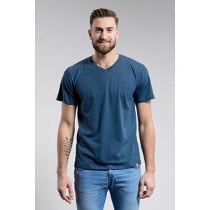 Pánské bavlněné triko cityzen výstřih do v modrá 6xl