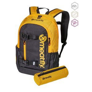 Batoh meatfly basejumper + penál zdarma žlutohnědá/černá 22l