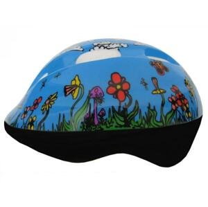 Fly Dětská cyklistická helma modrá s kytičkami - L (52-54 cm)