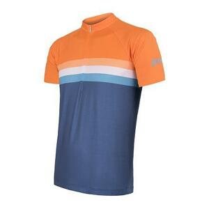 Sensor Cyklo Summer Stripe modro/oranžový pánský dres krátký rukáv - S