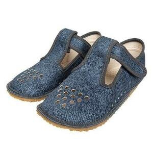 BEDA s.r.o. Dětské barefootové textilní papuče na suchý zip Beda - modrá - EU 26