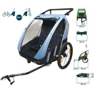 Bellelli - Trailblazer dětský kombinovaný modrý vozík za kolo + kočárek pro 2 děti