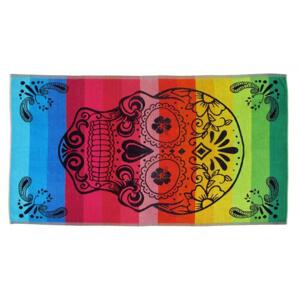 Oboustranná plážová osuška Lovely Home Rainbow Skull