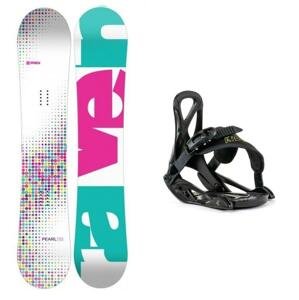 Raven Pearl white dětský snowboard + Beany Kido vázání - 125 cm + XXS (EU 25-32)