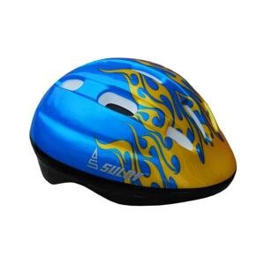 Sulov Dětská cyklo helma Junior modrá s plameny POUZE L (50-52 cm) (VÝPRODEJ)