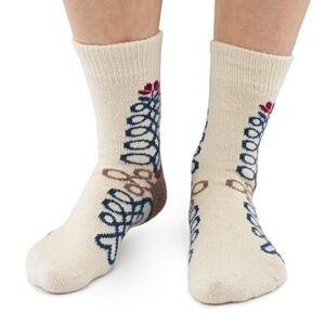 Vlnka Ovčí ponožky Merino s lidovým vzorem přírodní - EU 35-37