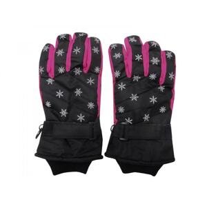 Juniorské zimní lyžařské rukavice C04 černá+růžová
