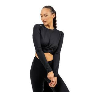 Nebbia Crop top s dlouhým rukávem ELEVATED 468 - S - černá