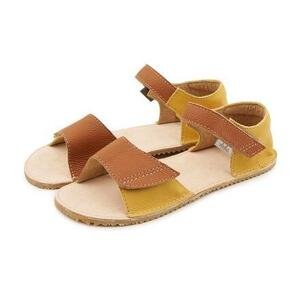 Vlnka Dětské barefoot kožené sandály Miri - hnědá - EU 33