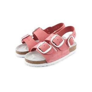 Vlnka Dětské korkové kožené sandály - růžová - EU 27