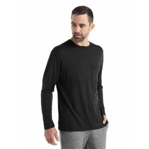 Pánské merino triko dlouhý rukáv ICEBREAKER Mens Granary LS Pocket Tee, Black velikost: M