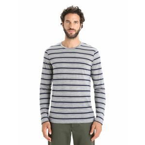 ICEBREAKER Mens Wave LS Tee Stripe, Metro Heather/Midnight Navy velikost: XL