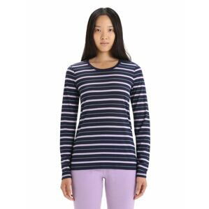 ICEBREAKER Wmns Wave LS Tee Stripe, Midnight Navy/Purplegaz velikost: S