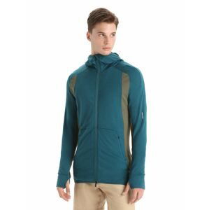 ICEBREAKER Mens Merino Quantum ZoneKnit™ LS Zip Hoodie, Green Glory/Loden velikost: L