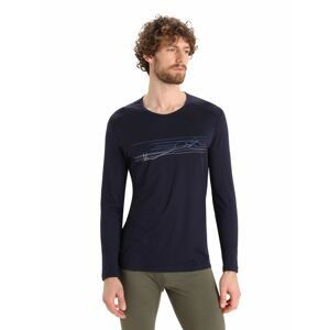 Pánské triko dlouhý rukáv ICEBREAKER Mens 200 Oasis LS Crewe Ski Stripes, Midnight Navy velikost: L