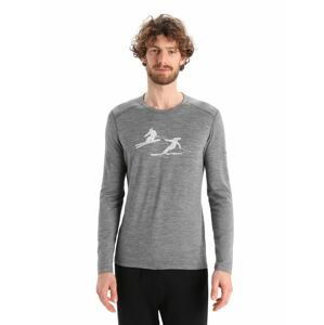 Pánské triko dlouhý rukáv ICEBREAKER Mens 200 Oasis LS Crewe Last Run, Gritstone Heather velikost: XL