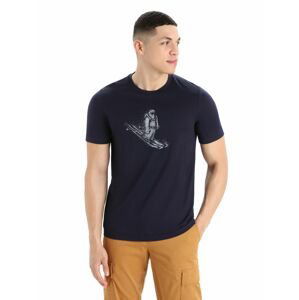 Pánské triko krátký rukáv ICEBREAKER Mens Tech Lite II SS Tee Skiing Yeti, Midnight Navy velikost: XS