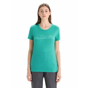 ICEBREAKER Wmns Tech Lite II SS Tee Ski Stripes, Fresh velikost: XS