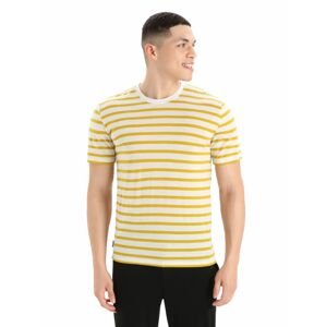 Pánské triko krátký rukáv ICEBREAKER Mens Drayden SS Tee Stripe, Ecru Heather/Silent Gold/S velikost: S