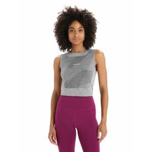 ICEBREAKER Wmns ZoneKnit™ Cropped Bra-Tank GEODETIC, Metro Heather/Black/Aop velikost: L