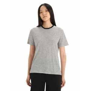 ICEBREAKER Wmns Merino Linen SS Tee Stripe, Snow/Black velikost: M