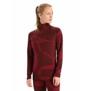 Dámské triko dlouhý rukáv, 1/2 zip ICEBREAKER Wmns 250 Vertex LS Half Zip Fractured Landscapes, Espresso/Cherry/J velikost: XS