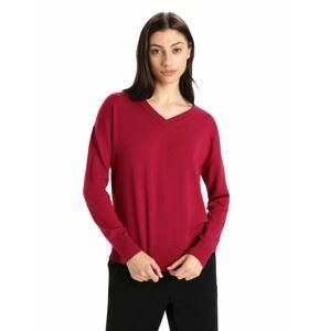 Dámský svetr ICEBREAKER Wmns Shearer V Sweater, Cherry velikost: XS