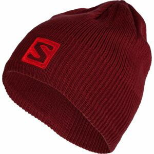 Salomon LOGO BEANIE Zimní čepice, vínová, velikost UNI