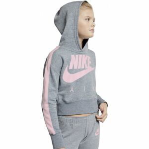 Nike NSW CROP PE AIR Dívčí mikina s kapucí, šedá, velikost XS